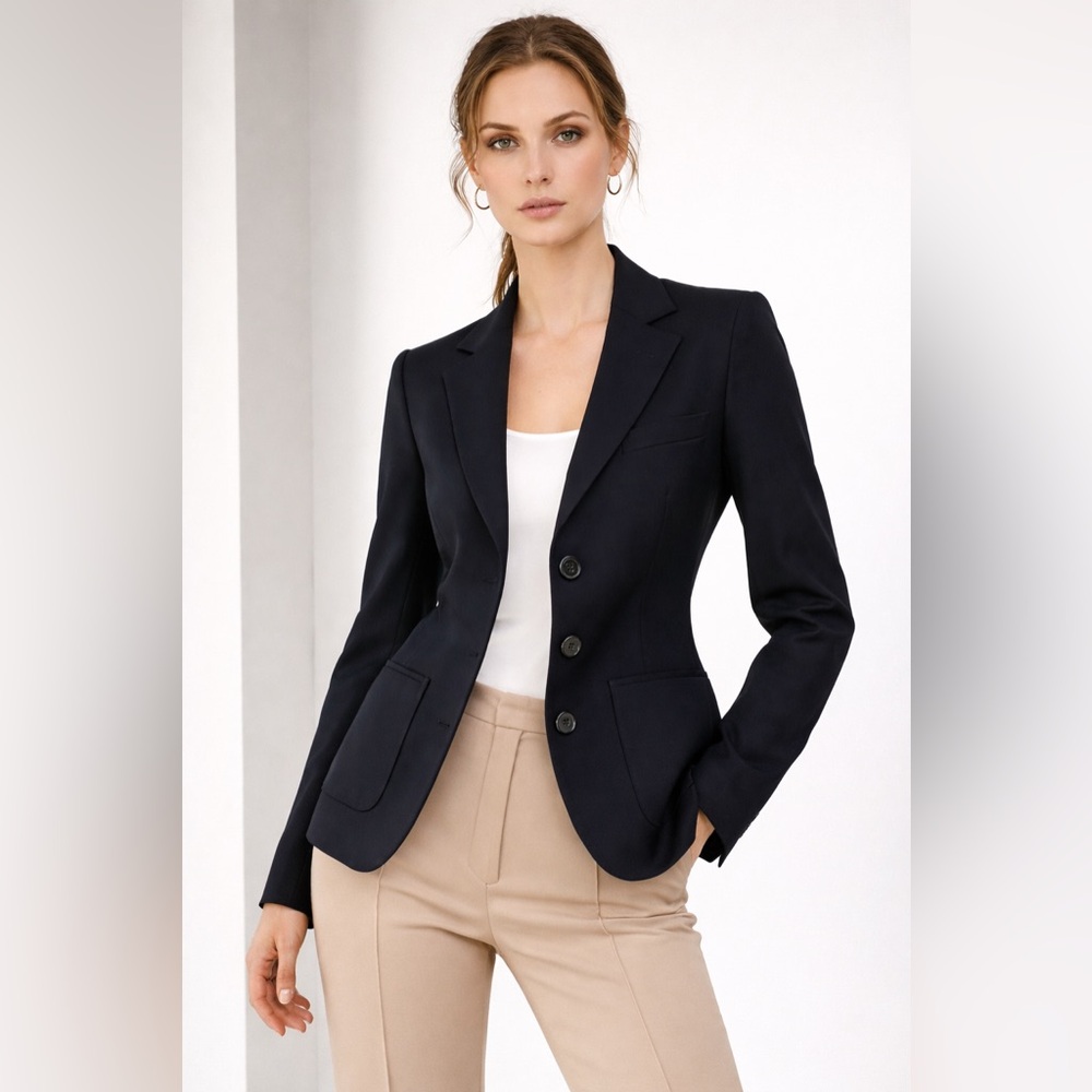 Theory Mancato Black Slim Fit Blazer Size 4 – Scuba Fabric, Wrinkle-Resistant